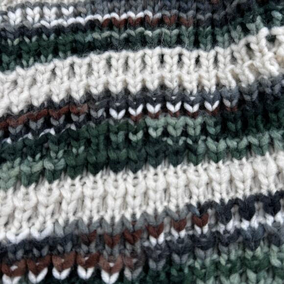 POL Striped Oversized Chunky Boho Knit Fringe Tassel Cardigan Women's Size M - Picture 12 of 12